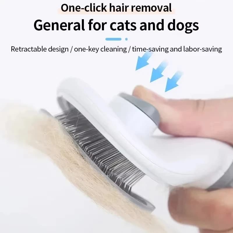 Dog Grooming Brush with Easy Clean Button, Pet Massage Comb for Effective Detangling and Hair Removal, Suitable for Dogs
