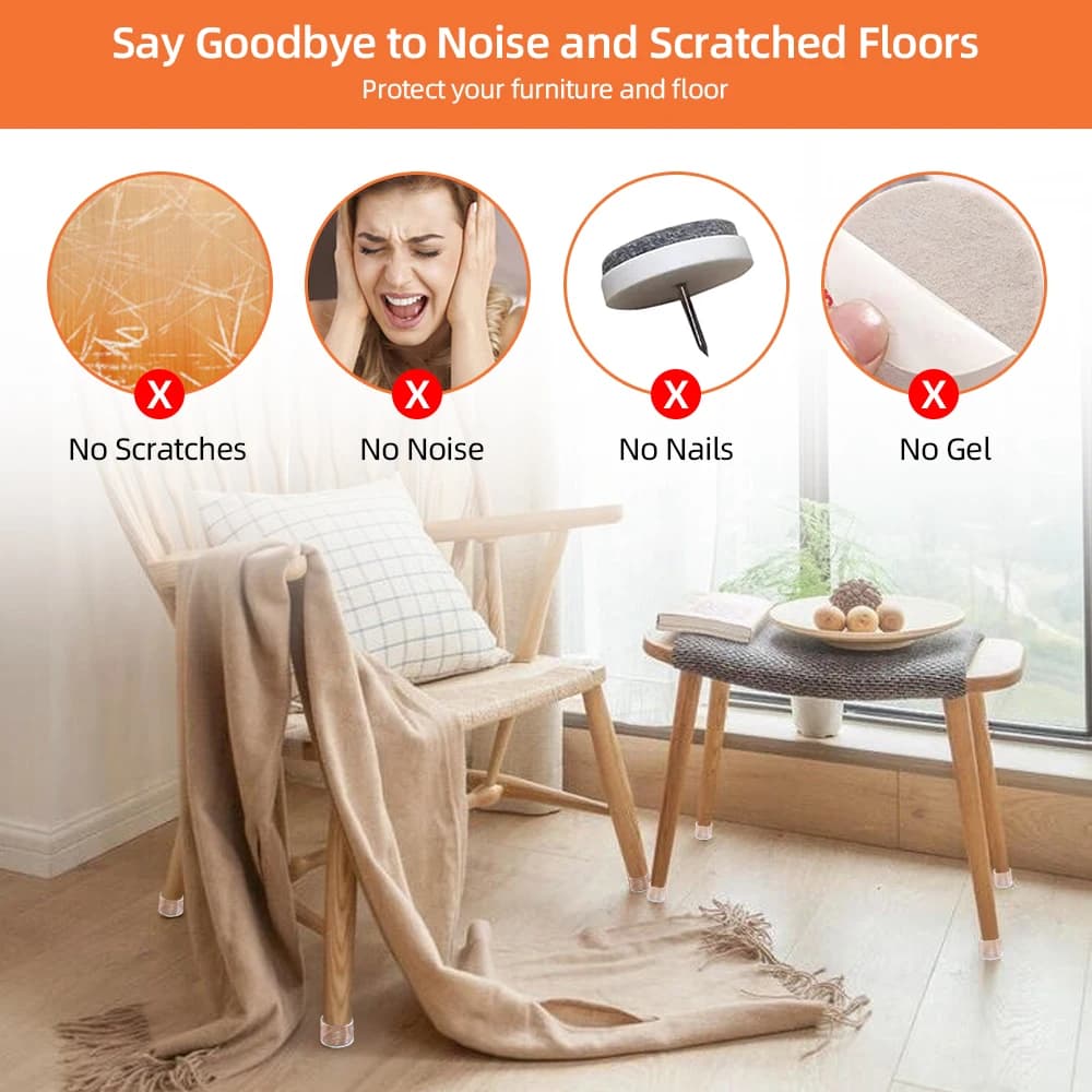 4/8/12/16 PCS Anti-Noise Chair Leg Silicone Floor Protectors Transparent Rubber Furniture Leg Cap Non-Slip Table Feet Caps Cover